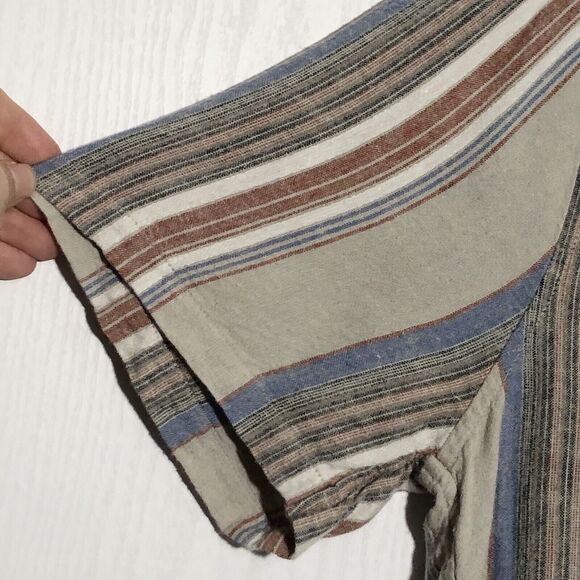 Madewell Shirt Men’s Small Beige Easy Short-Sleeve Stripe Linen Faded Wicker New - Picture 7 of 15